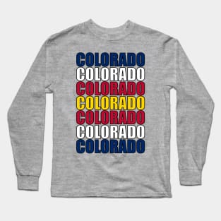 Colorado Typography State Flag Long Sleeve T-Shirt